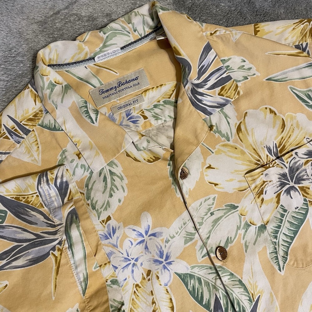 TOMMY BAHAMA Short Sleeve Tortola 100% Silk Hawaiian Shirt w/pocket Men’s XL